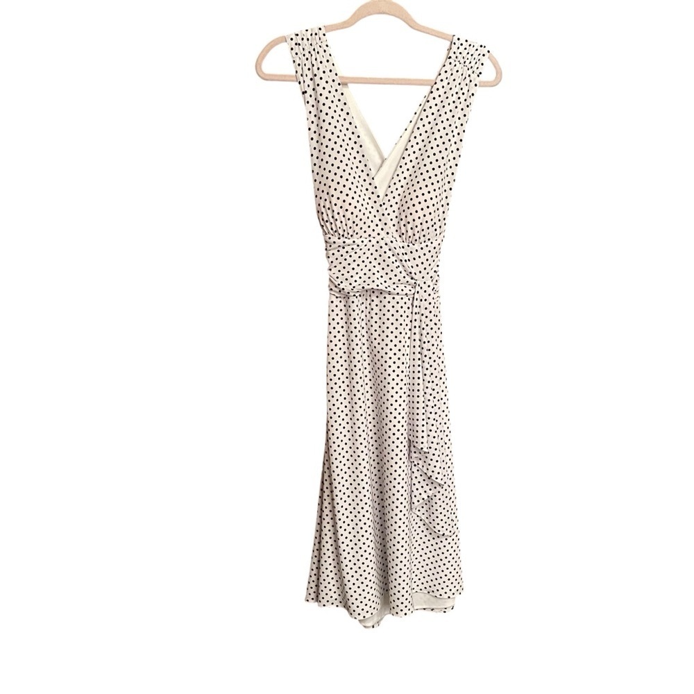 Frank Lyman Party Dress-Crosses in the back-white/Black Polka dots-Size 8